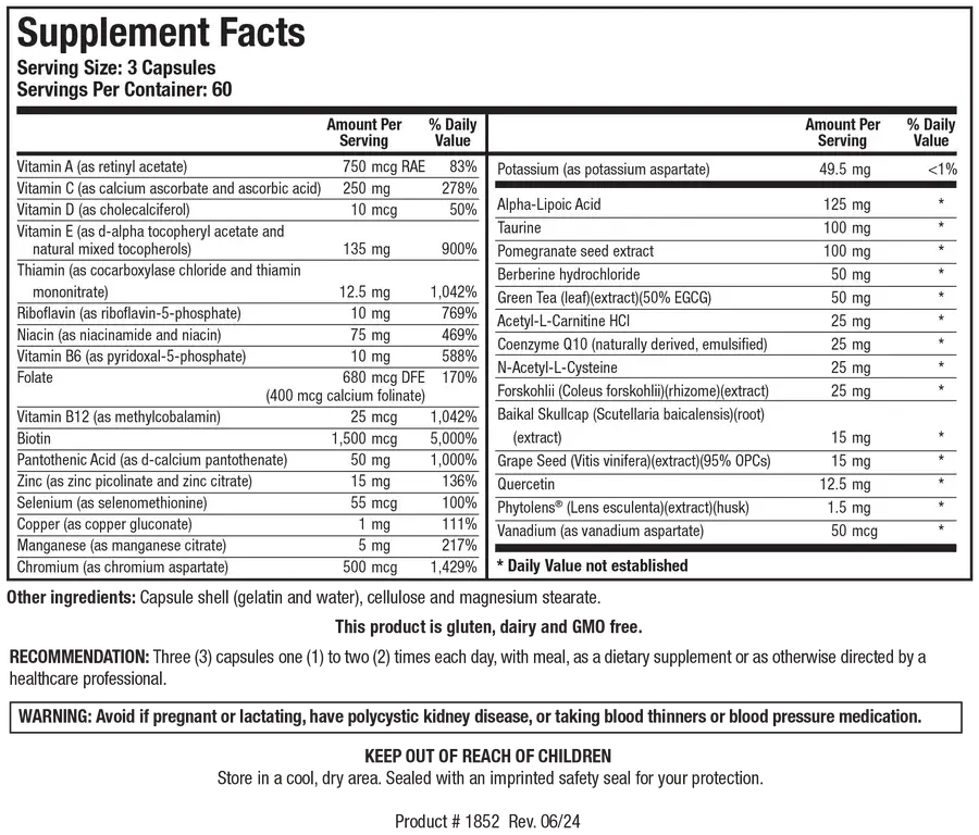 Healthy Glucose Support | Multivitamin for Healthy Blood Glucose Dr Aziz Shop