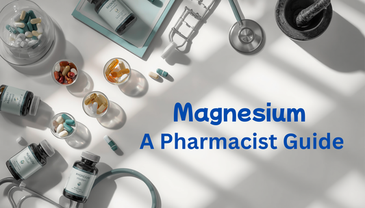 Pharmacist guide comparing types of magnesium including glycinate, citrate, malate, L-threonate, and oxide.